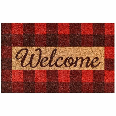 CONFIGURACION Pretty in Plaid Rectangular Doormat Red & Natural 17 x 29 in. CO3366309